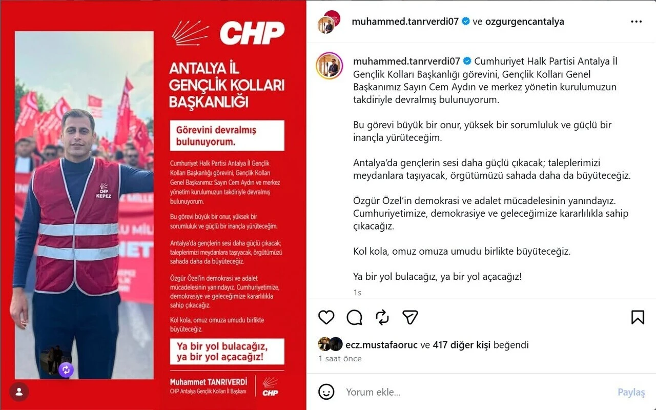 Muhammed Tanrıverdi Chp Antalya Gençlik Kolları