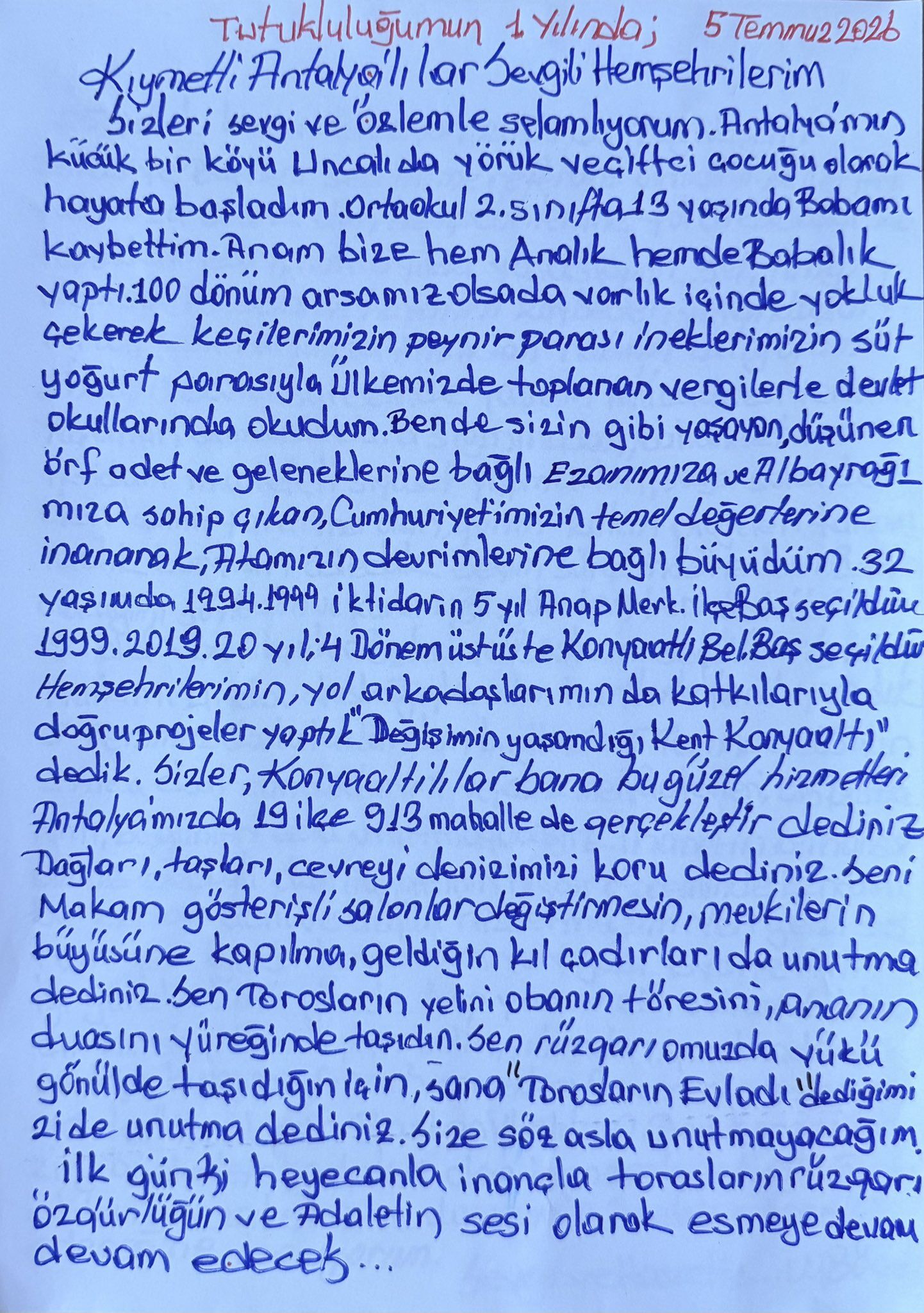 Muhittin Böcek Birinci Yıl Mesajı (1)