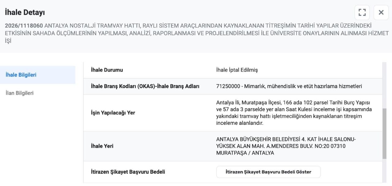 Nostalji Tramvayı Ihalesi
