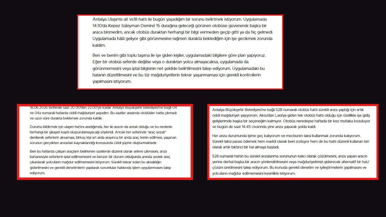 Toplu Ulaşım Şiakyetler 2