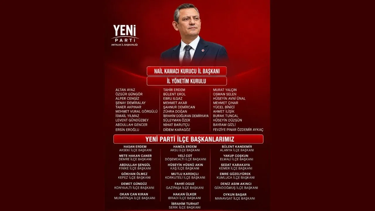 Yeni Parti Antalya'da Yönetimini Açıkladı! Nail Kamacı Il Ve Ilçe Başkanlarını Tek Tek Duyurdu