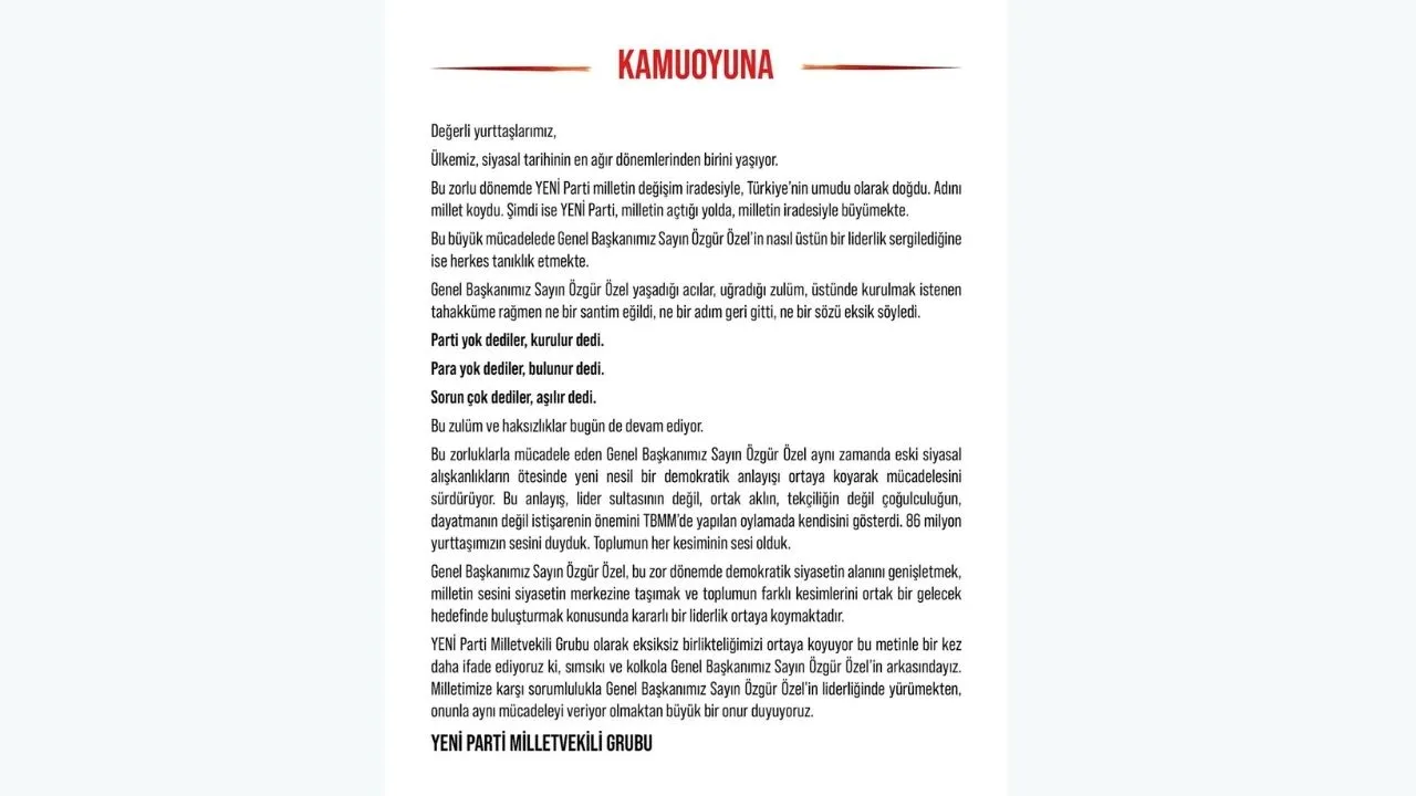 Yeni Qarki Milletvekili Grubu Aç
