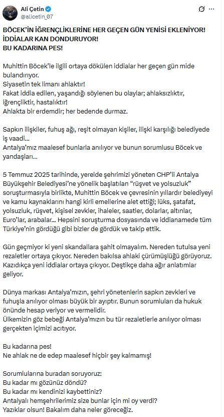 Ali Çetin Muhittin Böcek Açıklaması