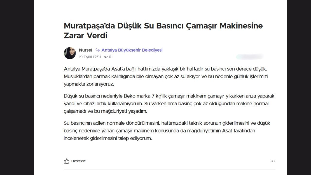 Antalya’da Su Şikayetleri Bitmiyor! Basınç Isyan Ettirdi! 223