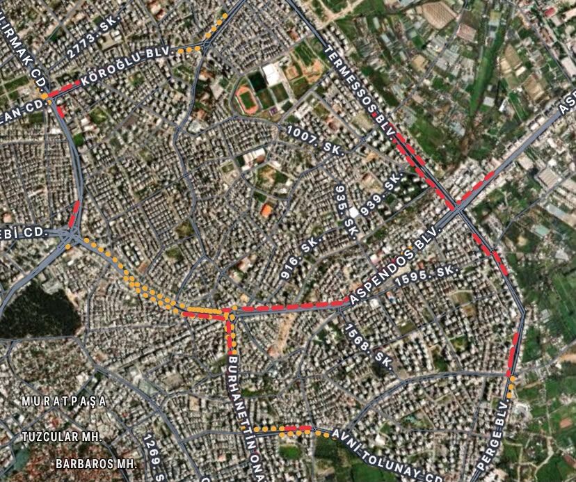Antalya'da Trafik Yoğunluğu Haritası Sabah Saatleri 3