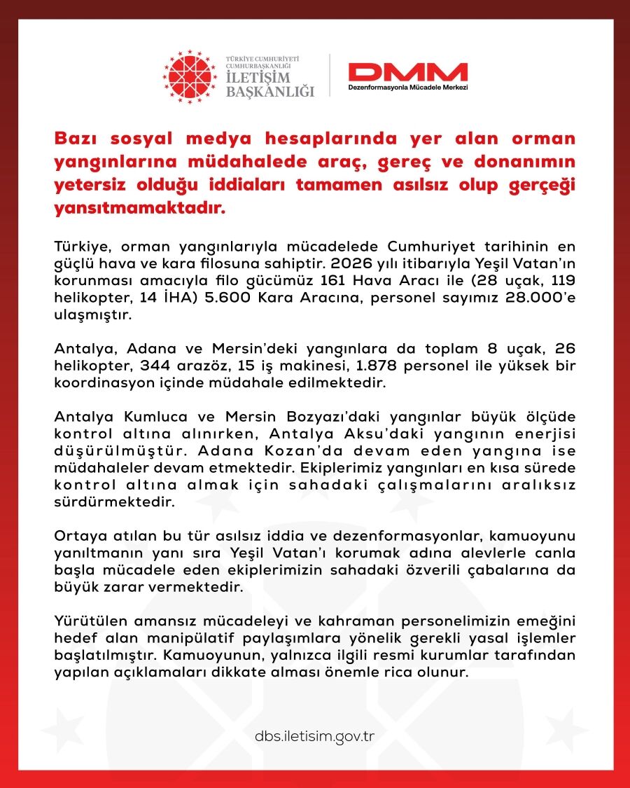İletişim Başkanlığı Aksu Yangın Açıklaması