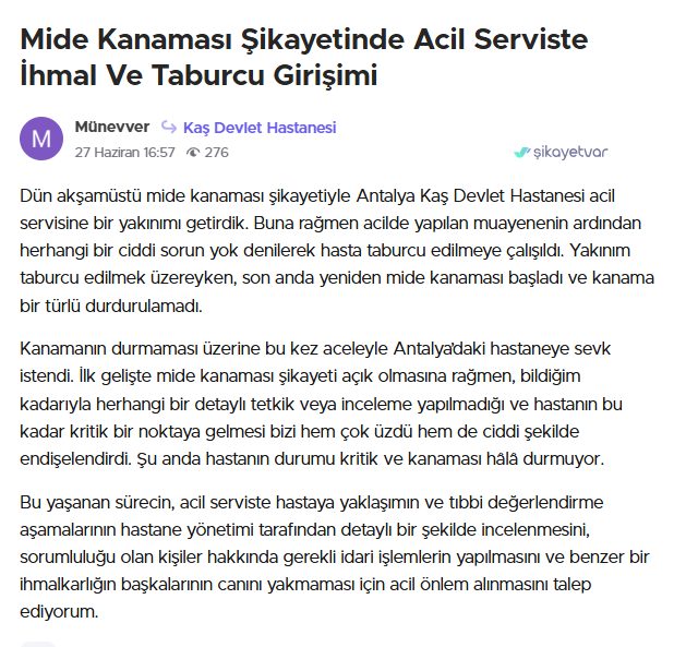 Kaş Devlet Hastanesi Şikayet 3