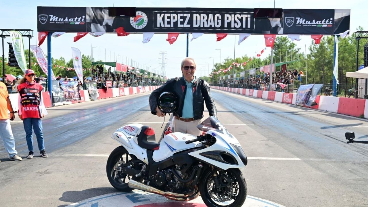 Kepez’de Moto Drag heyecanı: Mesut Kocagöz de pistteydi