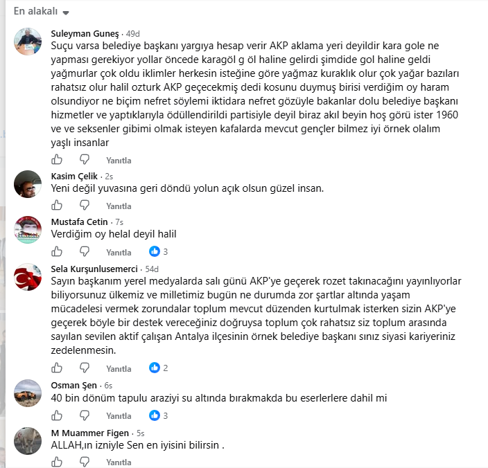 Öztürk'e Gelen Yorumlar