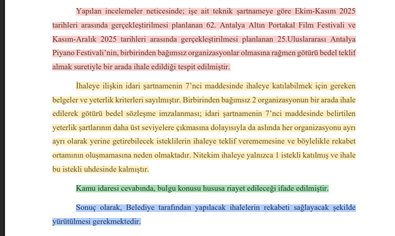 Altın Portakal Ve Piyano Festivali Sayıştay Raporu 2025
