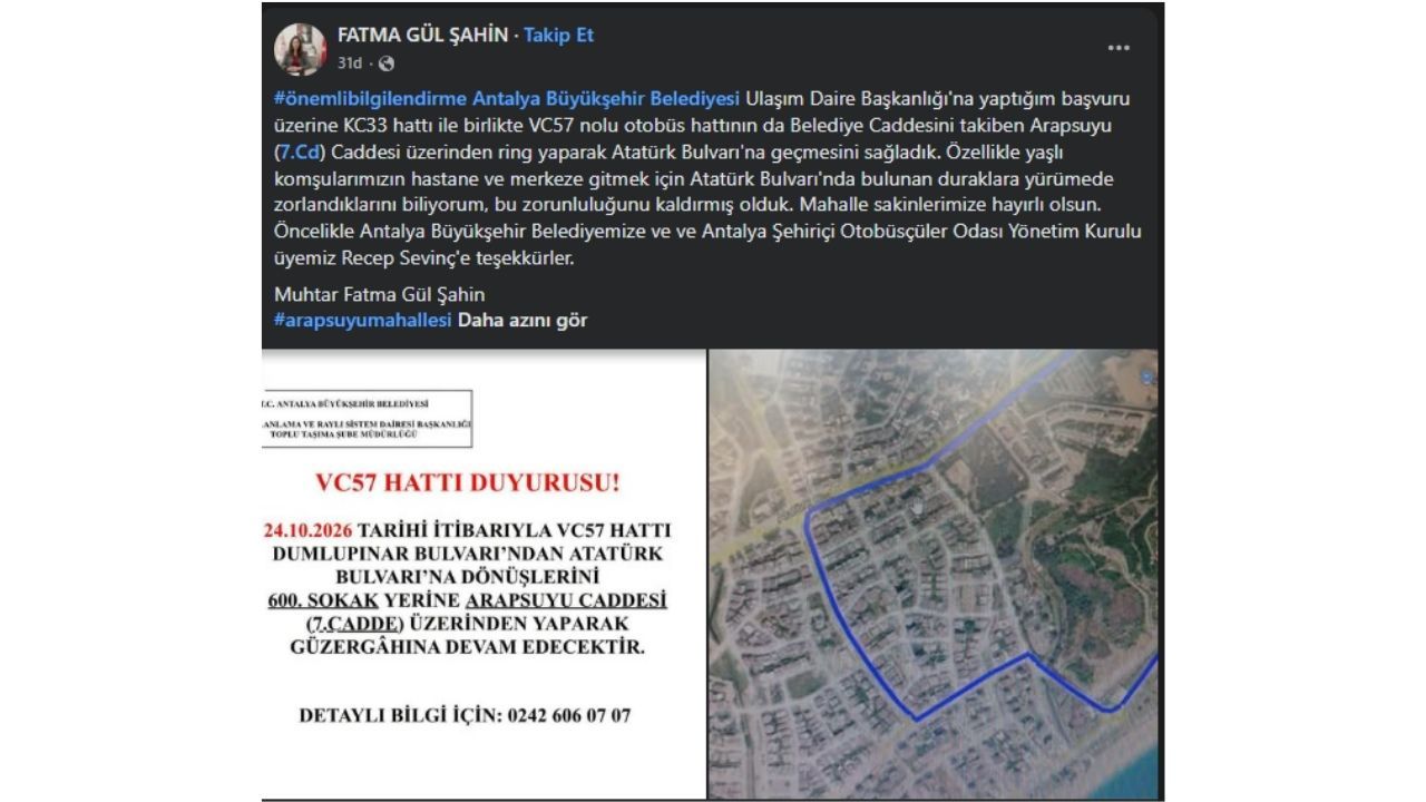 Konyaaltı Arapsuyu’nda Ulaşım Kolaylaşıyor! Vc57 Hattına Yeni Güzergah1 (1)