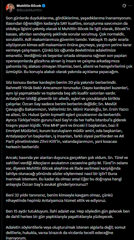 Muhittin Böcek Özcan Say Açıklaması