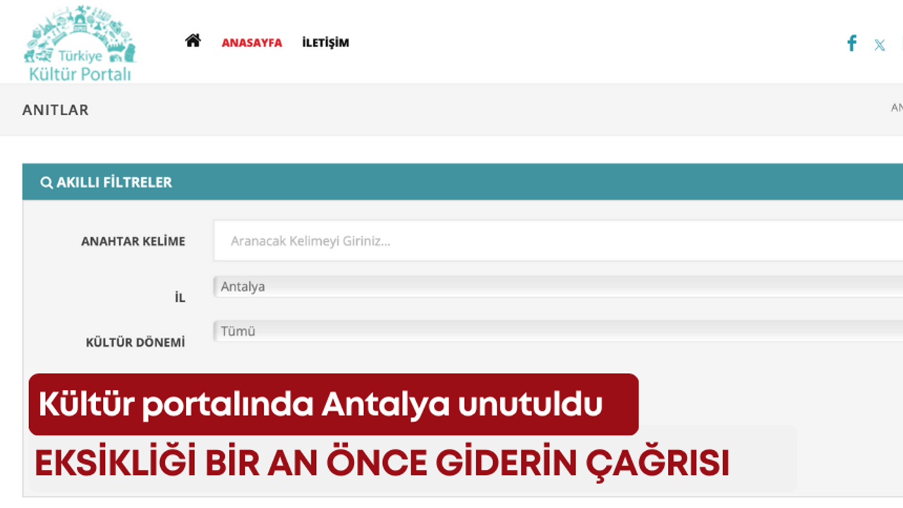Kültür portalında Antalya unutuldu: Eksikliği bir an önce giderin çağrısı