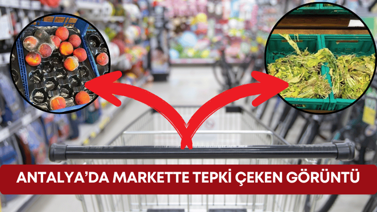 Antalya’da markette tepki çeken görüntü: Küflenmiş meyve, buruşmuş yeşillik!