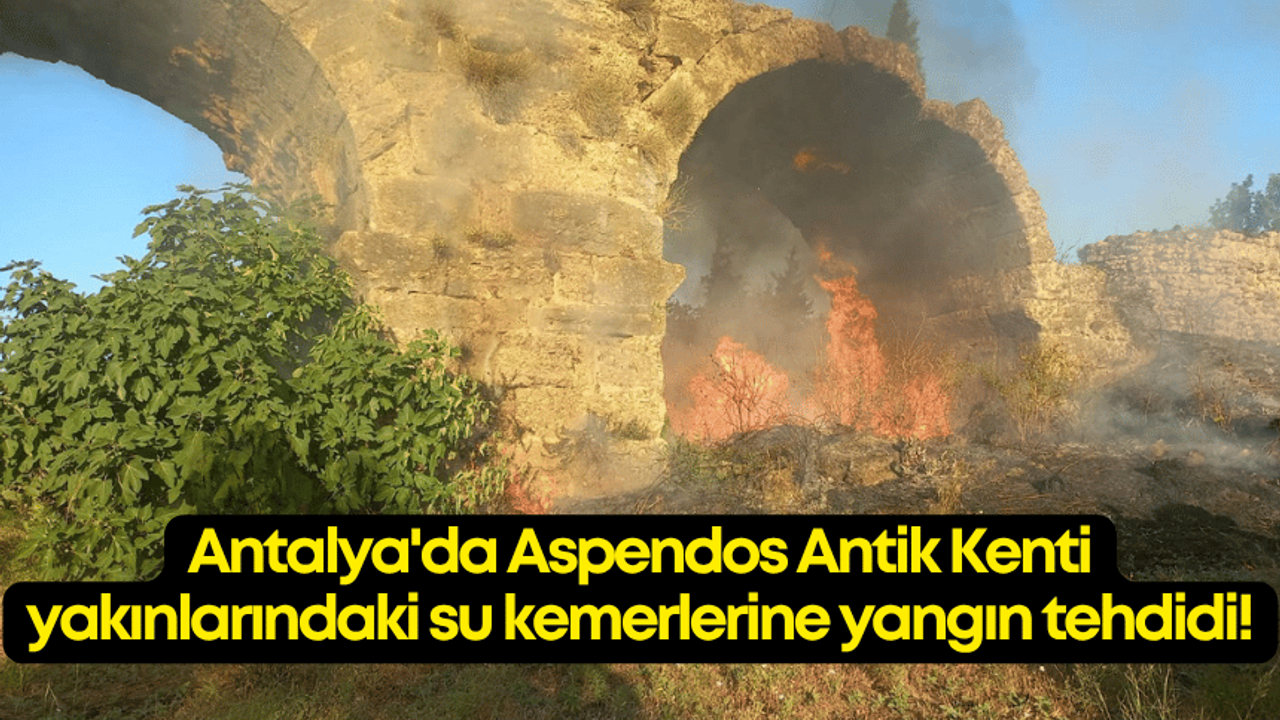 Antalya'da Aspendos Antik Kenti yakınlarındaki su kemerlerine yangın tehdidi!