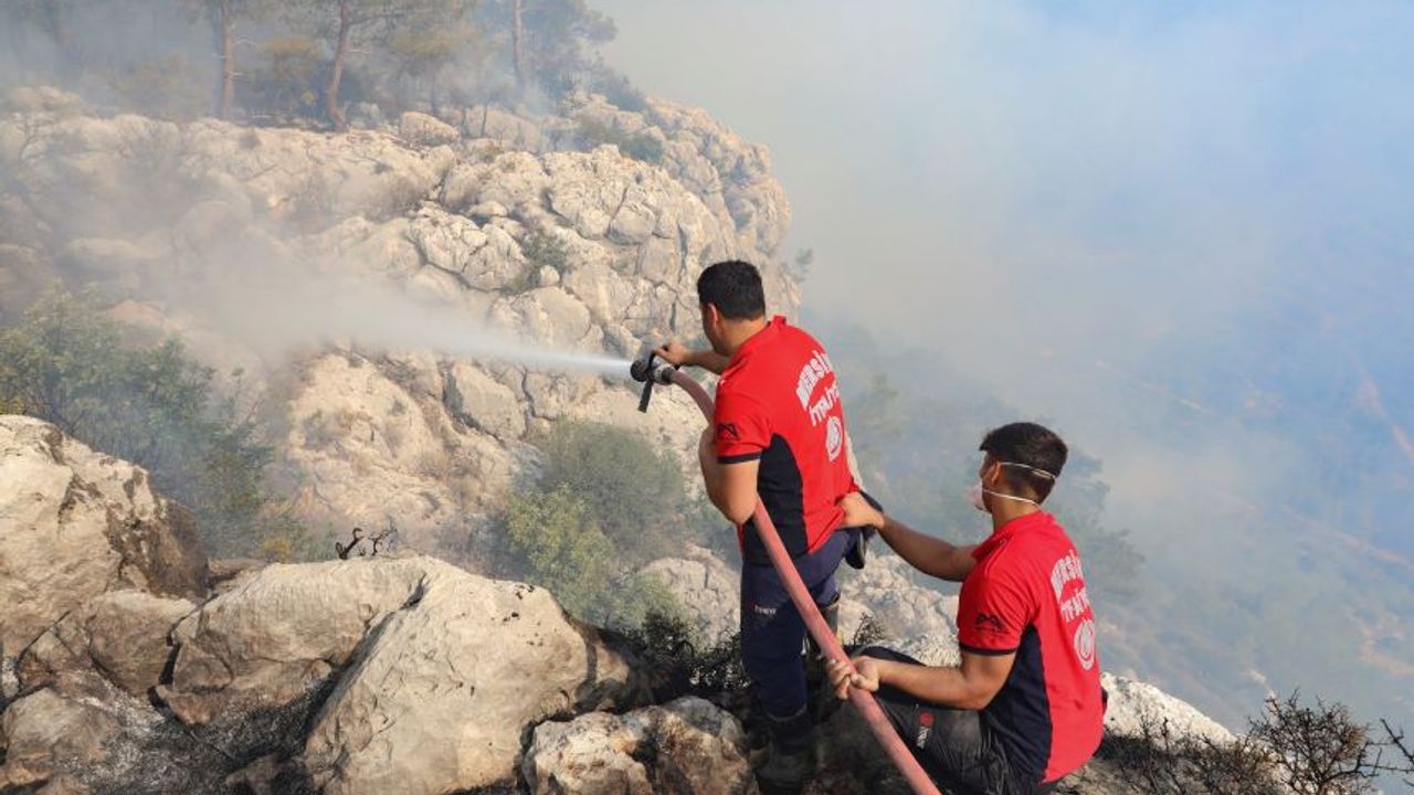 Mersin'de itfaiye, orman yangınlarına karşı canla başla mücadele etti