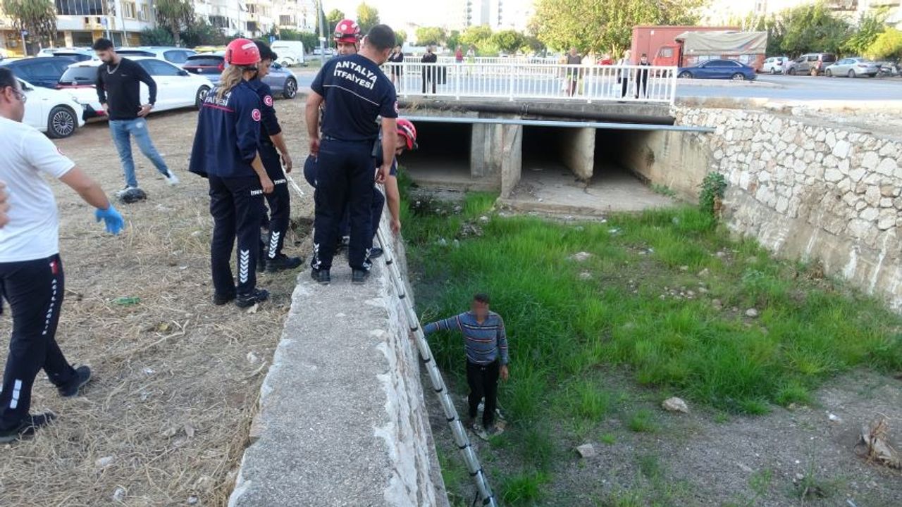 Antalya'da alkollü adam su kanalına düştü, köpeği sayesinde kurtarıldı