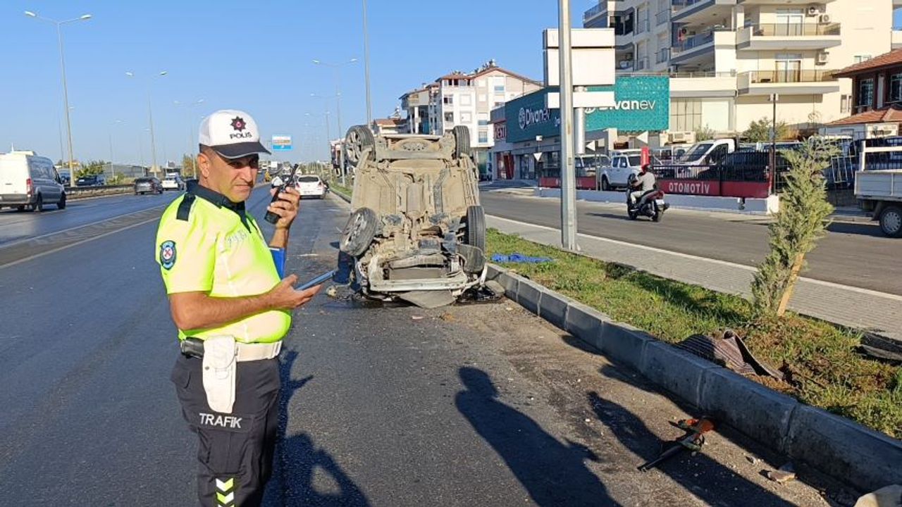 Tırla çarpışan araç takla attı