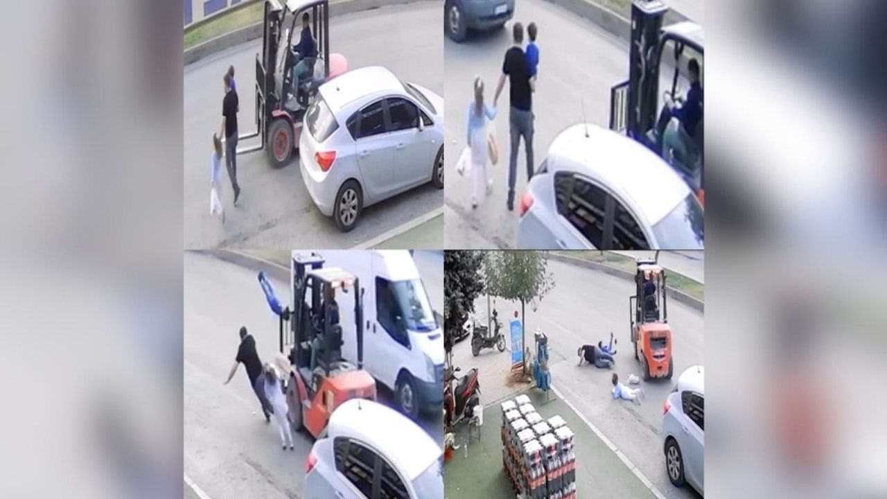Mersin'de ters şeritten gelen forklift, baba ve iki çocuğuna çarptı