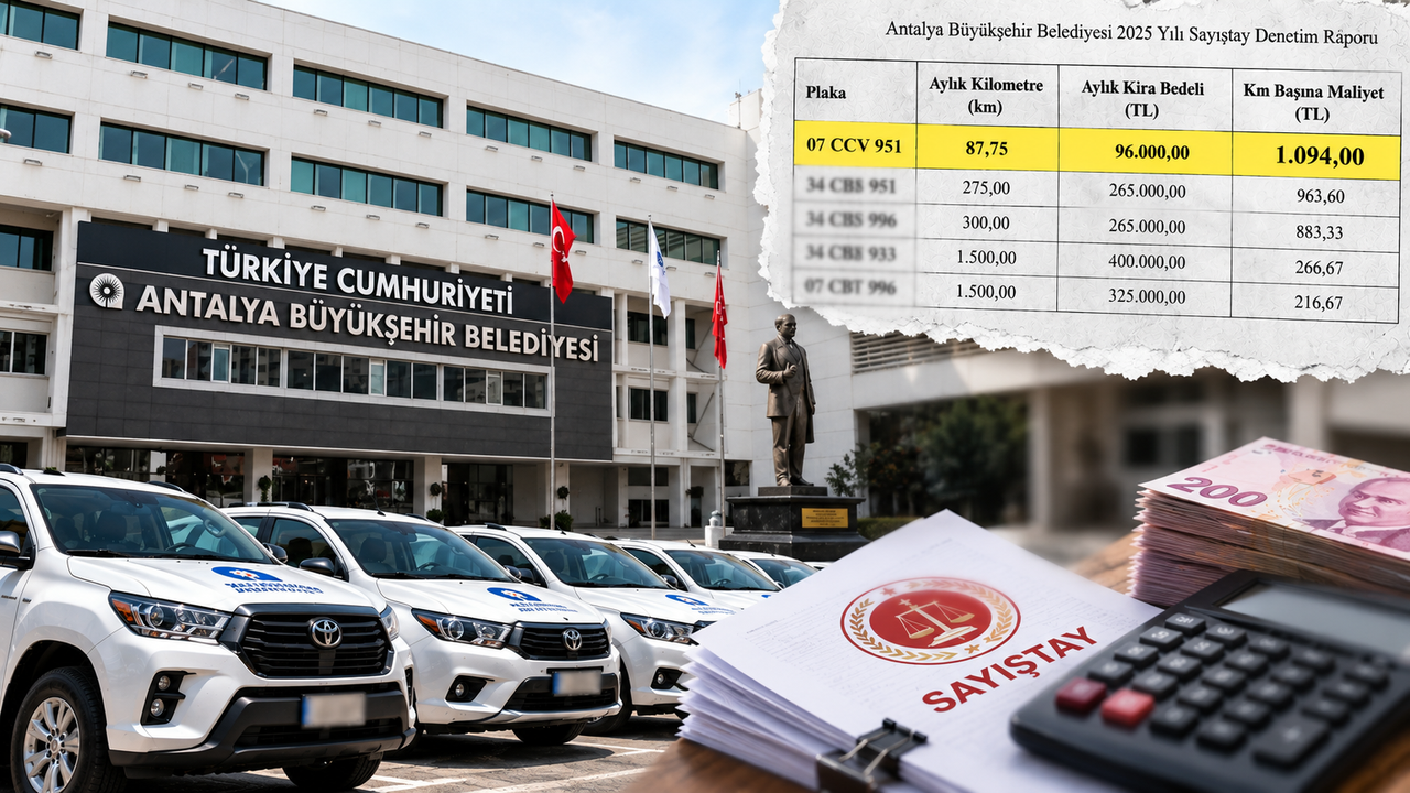Antalya Büyükşehir’in kiralık araçları Sayıştay’a takıldı! Kilometre maliyeti 1.094 TL
