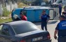 Ehliyeti olmadan trafiğe çıktı, zabıta aracına çarptı