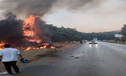 Bodrum'da kaza... Motosiklet sürücüsü öldü, hafif ticari araç alev topuna döndü