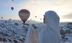 Beyaza bürünen Kapadokya’da masal gibi bir sabah