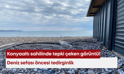 Konyaaltı sahilinde tepki çeken görüntü! Deniz sefası öncesi tedirginlik