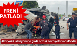 Gazipaşa’da feci kaza: Freni patlayan kamyonet akaryakıt istasyonuna girdi