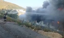 Bodrum'da şantiye yangını: Konteynerler küle döndü!