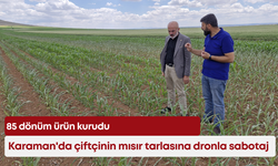 Karaman'da çiftçinin mısır tarlasına dronla sabotaj: 85 dönüm kurudu
