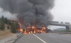 Mersin'de refüje devrilen TIR alev topuna döndü