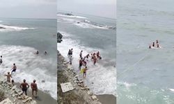 Alanya’da hayata bağlayan insan zinciri! Denizden çekip aldılar