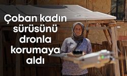 Elmalı'da çoban kadın sürüsünü dronla korumaya aldı