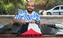 Antalya'da keçeden ilmek ilmek Filistin bayrağı yaptı