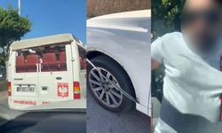 Alanya'da yol ortasında gerilim! Önünü kesip camı yumrukladı