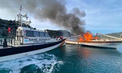 Antalya’da denizin ortasında yangın çıktı