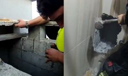 Mersin'de havalandırma boşluğuna düşen işçi için nefes kesen operasyon!