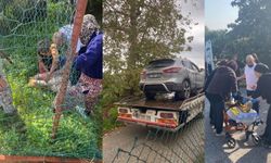 Antalya'da çekiciye yüklenen araç rampadan uçtu