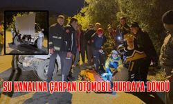 Gazipaşa’da su kanalına çarpan otomobil hurdaya döndü