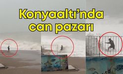 Dev dalgalar arasında can pazarı: Konyaaltı’nda bir vatandaş ölümden döndü!