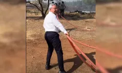 AK Parti Kepez İlçe Başkanı Hasan Demir yangın bölgesinde hortum başına geçti!