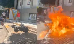 Manavgat'ta ceza tepkisi: Ses sistemini belediye önünde yaktı