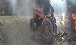 Serik'te kendi kendine çalışan traktör yangına neden oldu!