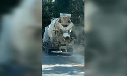 Kepez'de yola harç döken beton mikseri fotokapandan kaçamadı