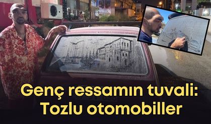 Antalya'da işitme engelli genç ressamın tuvali: Tozlu otomobiller