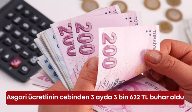 Asgari ücretlinin cebinden 3 ayda 3 bin 622 TL buhar oldu