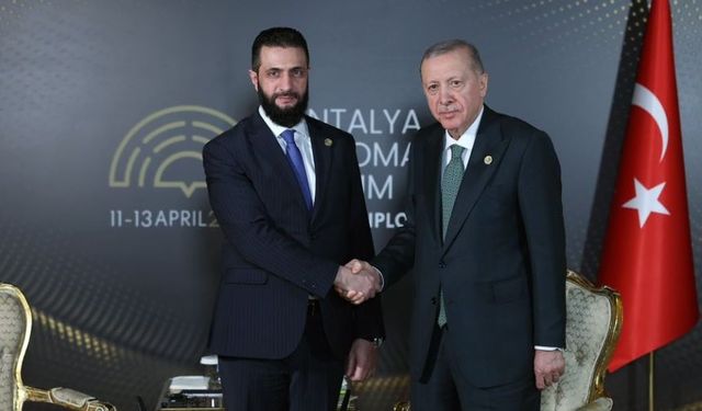 Cumhurbaşkanı Erdoğan, Diploması Forumu'nda  Şara ile görüştü