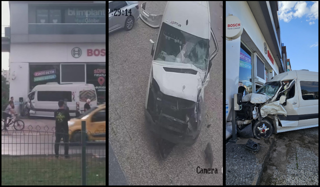 Antalya'da servis araçları çarpıştı: Araç iş yerine girdi!