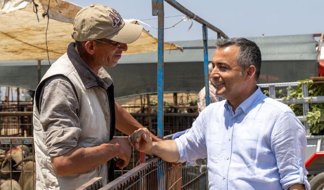 Manavgat'ta Başkan Kara, kurbanlık pazarında besicilerin sorunlarını dinledi